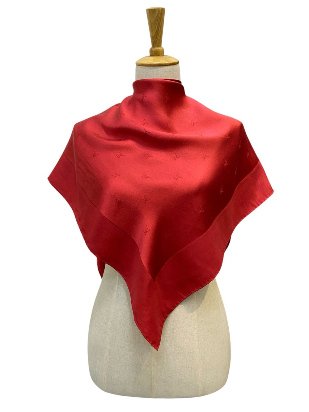 Vintage Louis Vuitton Red Satin Square Scarf - Classic Women's Accessory